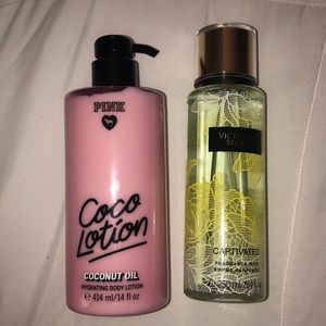 VS coco lotion and Captivated body spray set